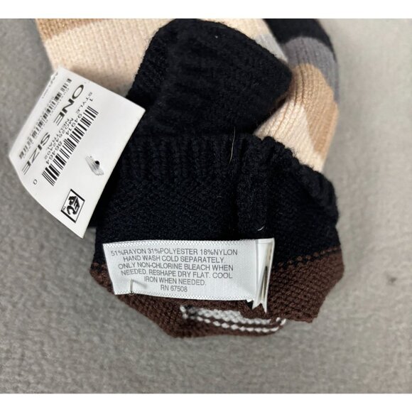 On 34th Women's Colorblocked Brown Fingerless Gloves One Size New WIth Tag's - Picture 6 of 7